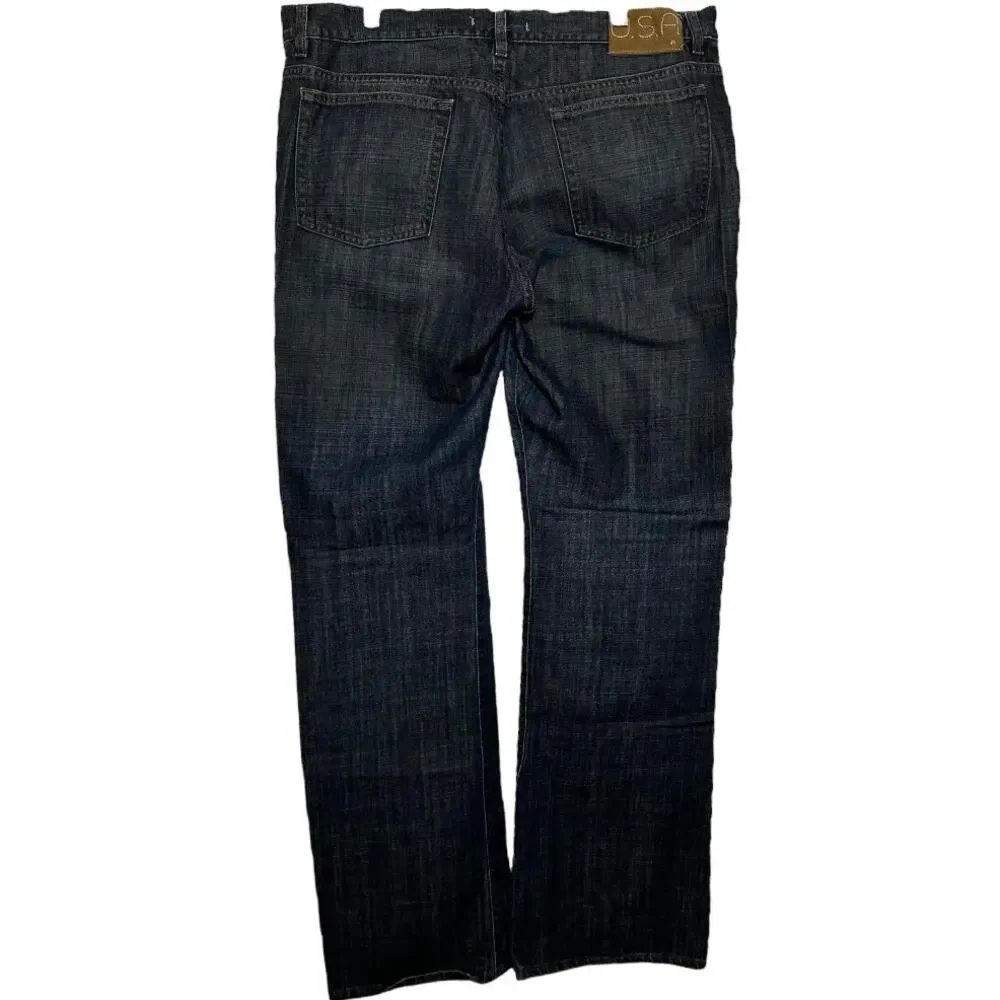 John Varvatos Bootcut Jeans Hidden Button 100% Cotton Sanded Dark Wash 40x35